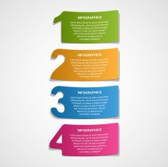 Paper numbered stickers design elements Infographic