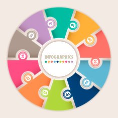 Infographics with ten options Circular puzzle