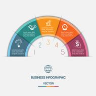 Infographic Color Semicircle on five positions