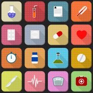 16 flat icons of health and medicine