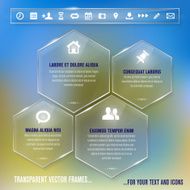 Glass frames with simple icons - infographics template