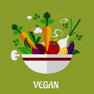 Colorful Vegan Poster With Flat Vegetable Icons N2