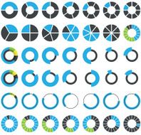 Round infographic elements and pie charts