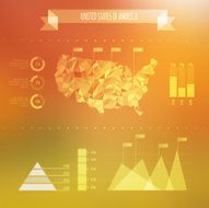 Abstract USA Map with Infographic Elements on Blurred Background