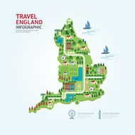 Infographic travel and landmark England United Kingdom map shape