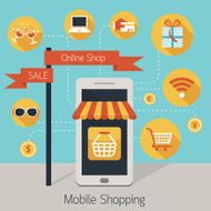 Mobile Smartphone Online Shop with Icons