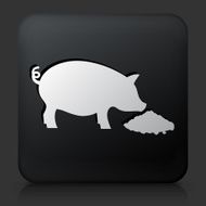 Black Square Button with Feeding Pig Icon