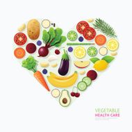 Infographic vegetable and fruit food health care heart shape N2