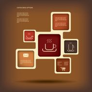 Coffee menu or infographics vector illustration with various types of