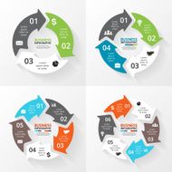 Vector circle arrows infographics set Template for cycle diagram graph N3