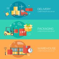 Flat design concepts for warehouse packing delivery