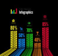 Tire tracks infographics background