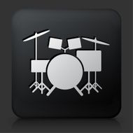 Black Square Button with Drums Instrument