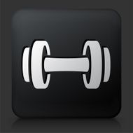 Black Square Button with Dumbbell Icon