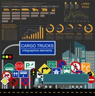 Cargo transportation infographics trucks lorry Elements infog