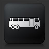 Black Square Button with Bus Icon