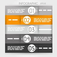 orange infographic five options in rings zig zag