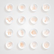 Vector set of contour internal human Icons button shadows