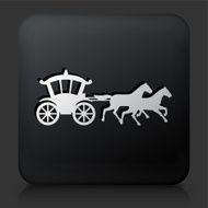 Black Square Button with Horse Carriage Icon