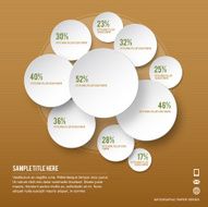 Infographic concept of percentage discs on brown paper