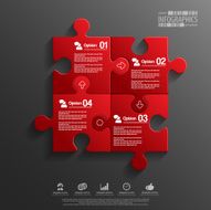 Abstract 3D puzzle infographic N5