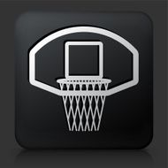 Black Square Button with Basketball Hoop