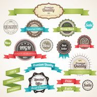 Vector set of vintage labels and ribbons