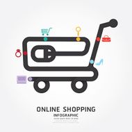 infographics vector online shopping design diagram line style te