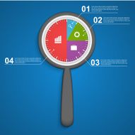 Abstract infographic with a magnifying glass