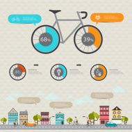 Vector concept bike bicycle in city statistics with infographics