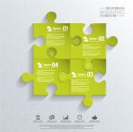 Abstract 3D puzzle infographic N6