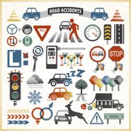 road traffic accident infographic icons