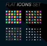 Modern flat icons vector set with long shadow effect