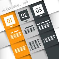 square three options grey and orange infographic with squares