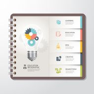 Education infographic with Light bulbs gear on paper book N2