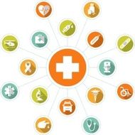 Medical infographic concept with cross and icons