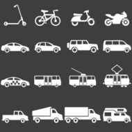 Vector Set of White Ground Transportation Icons