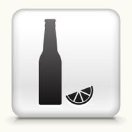 Square Button with Beer Bottle and Lime