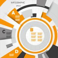 orange abstract technical infographic rings with letters