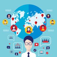 Social network concept Global communication infographic elements N3