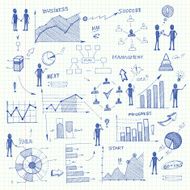 Doodle business charts infographics elements N2