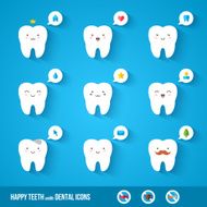 White teeth with flat dental icons