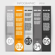 orange column infographic five options in rings zig zag