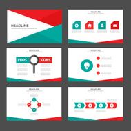 Red green Multipurpose Infographic elements presentation template flat design