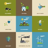 Set of flat designed ecology icons N2