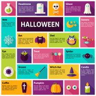 Flat Design Vector Icons Infographic Halloween Holiday Concept