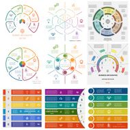 Set 9 templates Infographics cyclic processes on sixr positions