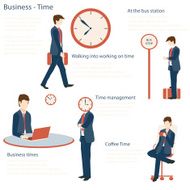 Businessman in various character with time concept