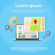 Laptop World Map Gps Globe Navigation