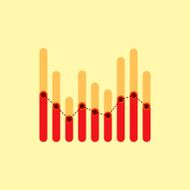 Infographics with overlapping bars and dotted center line graph